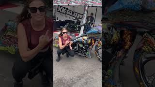 Hot girl and a fully custom Bagger #amazing #art #custom #bike #harleydavidson #girl #hot
