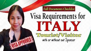 Italy Visa Application Requirements for Filipino Tourist/ Visitor 2024