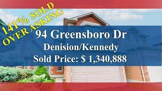 141% SOLD OVER ASKING：94 Greensboro Dr，Markham， ON