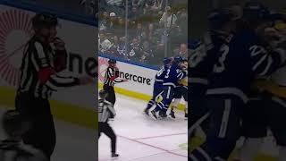 Marner gets heated in scrum after Predator player crashes into Woll #leafs #nhl #hockey #predators