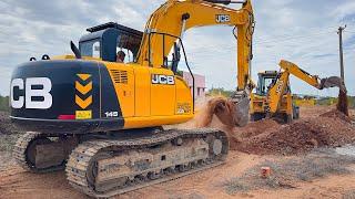 JCB 3DX Plus and JCB 145 Excavator Underground sewerage Pipeline dig and installation in Pettai