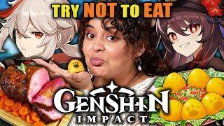 Genshin Impact - Try Not to Eat Challenge (Golden Shrimp Balls, Padisarah Pudding, Pile 'Em Up)