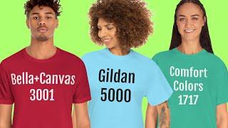 Bella Canvas 3001 vs Gildan 5000 vs Comfort Colors 1717 - Bestseller Comparison