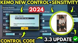 WORLD NO.1 BEST SENSITIVITY  |   KEMO 3.3 SENSITIVITY 2024 | BGMI | PUBG MOBILE |