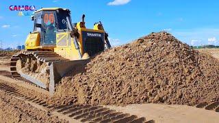 The best Dozer operator expert skilled smooth pushing Sand landfill up for build apartment Project