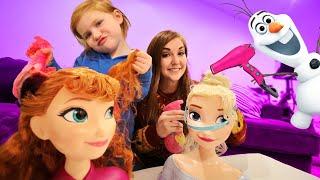 FROZEN 2 PRINCESS MAKEOVER!! Adley and Mom become Fairy Godmothers to help Disney Anna and Elsa!