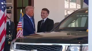 Macron arrives for talks with Trump at the White House | VOA News #shorts