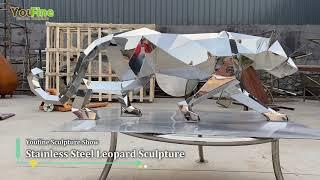 High Polished Abstract Stainless Steel Leopard Sculpture from Factory Supply Direct