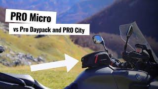 SW-Motech Pro Micro Tank Bag vs Pro Daypack vs Pro City - all sizes fitted to Yamaha