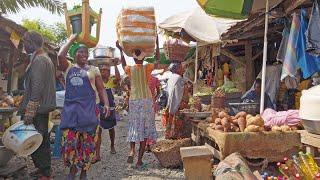 4K  LOCAL FOOD MARKET IN GHANA ACCRA, AFRICA