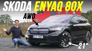 Skoda Enyaq SportLine 80x AWD driving REVIEW EV SUV