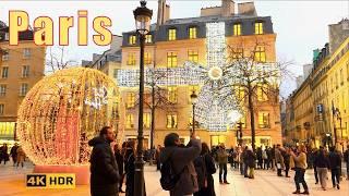 Paris, France - Paris Christmas walk - Christmas lights - December 12, 2024 - 4K HDR