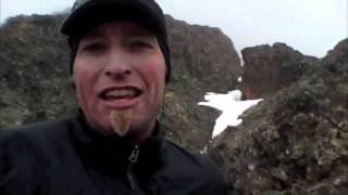 Dan Oberlatz fighting the elements on Rainbow Ridge, Alaska