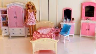 My Fancy Life Barbie Pink Bedroom Dollhouse Furniture set Barbie Doll Evening Routine