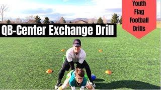 Youth Flag Football Drill | QB - Center Exchange Drill | Beginner Flag Football Drills for Kids