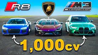 Lamborghini Revuelto vs BMW M3 Touring vs Audi R8: CORRIDA DE ARRANCADA