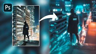 Cyberpunk Neon city | photoshop manipulation tutorial