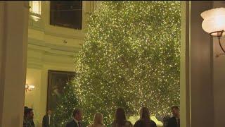 Gov. Brian Kemp joins others lighting the Christmas tree at Georgia State Capitol