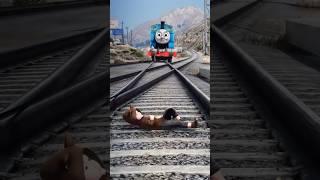 GTAV: FRANKLIN SAVING KID FROM THOMAS THE TANK ENGINE #shorts