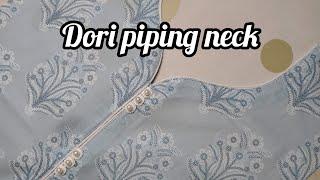 Dori piping neck design with lace and Pearl cutting and stitching