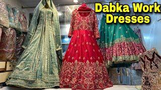 Hand work,Dabka work Dresses,Anarkali Dress Apple cut long dress with Lehenga, Farshi lehenga garara