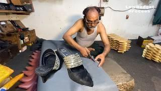 Watch How Skilled Cobbler Made Stylish Women Black Velvet Shoe | Detailed Video