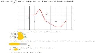 Let g(x) = xf(t) dt0, where f is function whose graph (a) Evaluate g(0),g(5),g(10),g(15), and g(30).