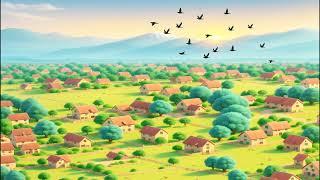 Cartoon Village background video copyright free.......