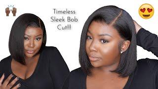 Must-have!!!  Classic Sleek Bob Wig With The Best Yaki Hair Never disappoints you | Myfirstwig