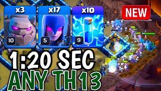 Best Th13 Strongest CWL Attack | 3 Golem + 8 Zap + 17 Witch | Th13 Attack Strategy In Coc