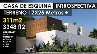 CASA DE ESQUINA | MODERNA | TERRENO 12 X 25 METROS | 311 M2 CONSTR. | 3348 FT2 | SIMPLE HOUSE |