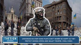 Ukrainian military band plays as they protect Odessa Opera and Ballet Theatre. Viral video