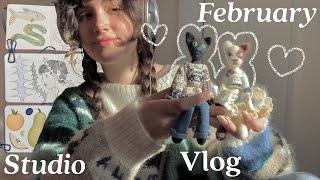 𓆣February Studio Vlog𓆣 | gouache painting + needle felting