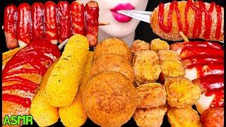 MOST POPULAR CRUNCHY FOODS *MOZZARELLA CHEESE BALLS, CORN DOG, CHEESE STICKS 치즈볼 먹방 EATING SOUNDS