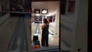 Lady throws bowling ball and SMASHES tv monitor