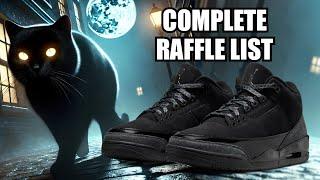 Jordan 3 Black Cat Full Raffle List + Guide