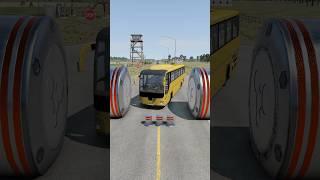 Mix Colour Buses & Cargo Trucks vs Bollards Crash #shorts #beamngdrive #bus