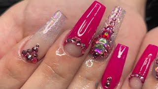 Watch me work | hot pink nails | new recording set up!