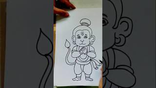 Quick simple and easy drawing of Cute little Hanumanji/ Bajrangbali Hanuman drawing