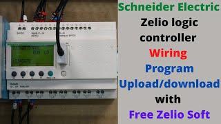 Schneider Electric Zelio logic controller wiring, program upload/download with Free Zelio Soft. Eng