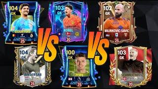 VAN DER SAR VS COURTOIS VS MILINKOVIC SAVIC VS KOBEL VS POPE VS SCHMEICHEL | ¿BEST GK FC MOBILE?