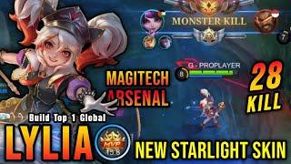 28 Kills!! Magitech Arsenal Lylia New STARLIGHT Skin!! - Build Top 1 Global Lylia ~ MLBB