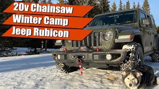 Winter Jeep Camping | DeWalt 20v Chainsaw | Winch Recovery Gear