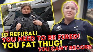 FAT TYRANT FEMALE COPS GETS OWNED & DISMISSED *ID REFUSAL* FIRST AMENDMENT AUDIT 2025