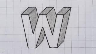 Simple 3d Drawing Letter W For Beginners / How To Draw Easy Art Capital Alphabet Step By Step