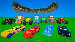 Epic Descent Challenge Cars: Monster Truck McQueen The King Cruz Ramirez Jackson Storm & Mack Trucks