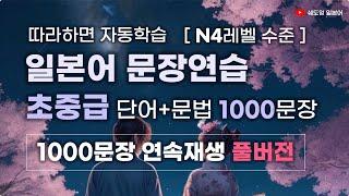 일본어 문장 연습 [중급레벨 1000문장] N4레벨 수준 1000문장 6시간 연속재생 #변형반복을통한자동학습 #중급일본어 #생활일본어회화