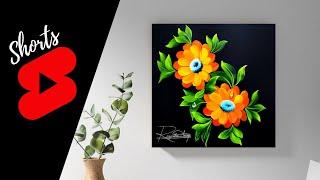 Bright GOLDEN Flowers Acrylic Painting  #shorts