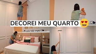DECORAÇÃO DE QUARTO Simples e BARATA  Fiz BOISERIE com CANALETA de PVC , ficou UM LUXO! TUDO LINDO