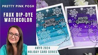 Faux Dip-Dye Cards | AmyR 2024 Holiday Card Series #14